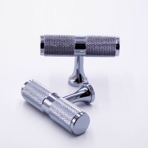 Chrome Knurled - Brass T-Bars, Knurled Cabinet Handles, Set of 4